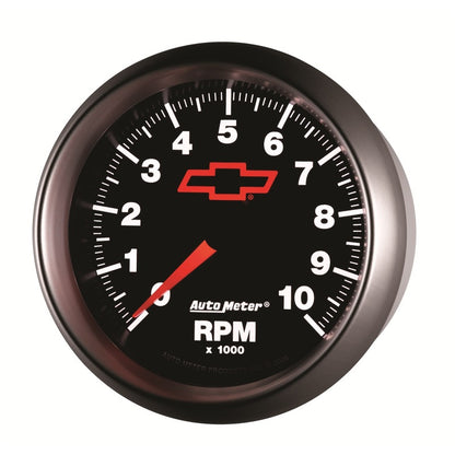 AutoMeter Gauge Tachometer 3-3/8in. 10K RPM In-Dash Chevy Red Bowtie Black 3697-00406