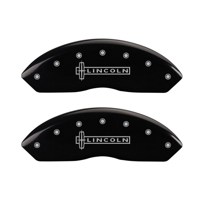 MGP 4 Caliper Covers Engraved Front Lincoln Engraved Rear MKX Black finish silver ch MGP