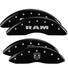 Load image into Gallery viewer, MGP 4 Caliper Covers Engraved Front RAM Engraved Rear RAMHEAD Black finish silver ch MGP