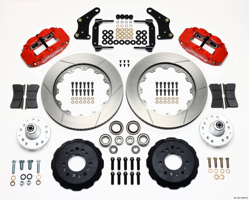 Wilwood Narrow Superlite 6R Front Hub Kit 14.00in Red Large GM 57-70 Drop Spindle Wilwood