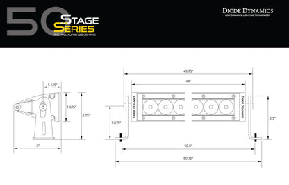 Diode Dynamics 50 In LED Light Bar - Amber Driving Light Bar Stealth Series