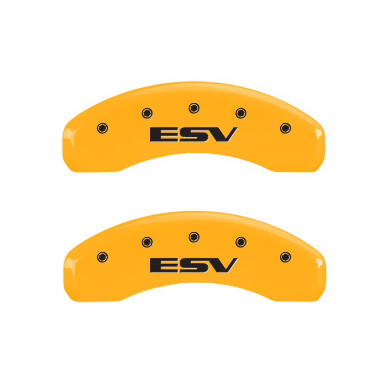 MGP 4 Caliper Covers Engraved Fr Escalade Rear ESV Yellow Finish Blk Char 2003 Cadillac Escalade ESV MGP