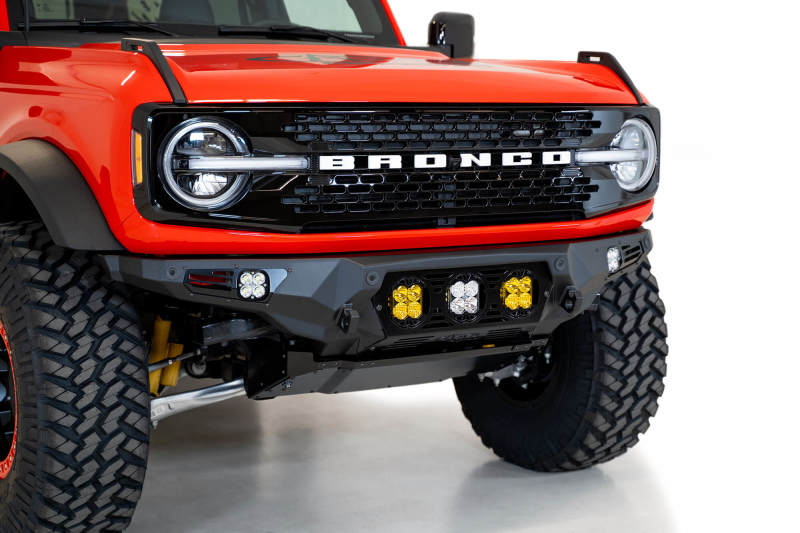 Addictive Desert Designs 21-22 Ford Bronco Bomber Front Bumper (w/ 3 Baja Designs LP4 Mounts) - eliteracefab.com