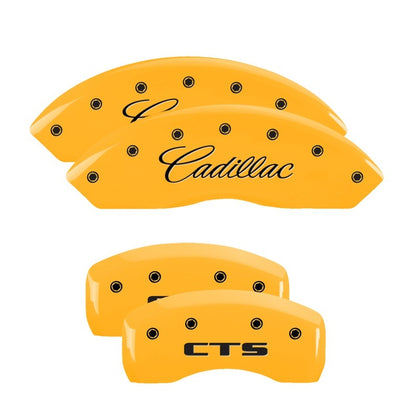 MGP 4 Caliper Covers Engraved Front Cadillac Rear CTS Yellow Finish Black Char 2004 Cadillac CTS MGP