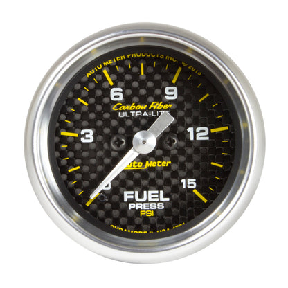 Autometer Carbon Fiber 52.4mm Full Sweep Electronic 0-15 PSI Fuel Pressure Gauge 4761