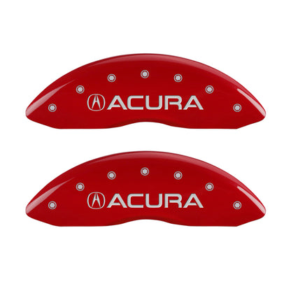 MGP 4 Caliper Covers Engraved Front & Rear Acura Red Finish Silver Char 2017 Acura MDX MGP