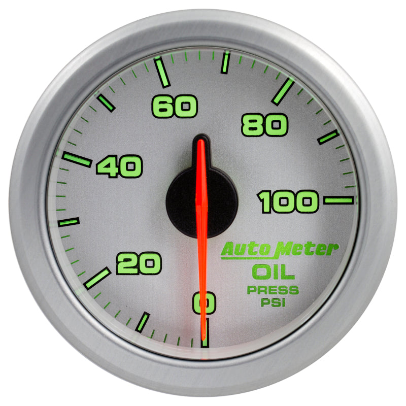 Autometer Airdrive 2-1/6in Oil Pressure Gauge 0-100 PSI - Silver 9152-UL