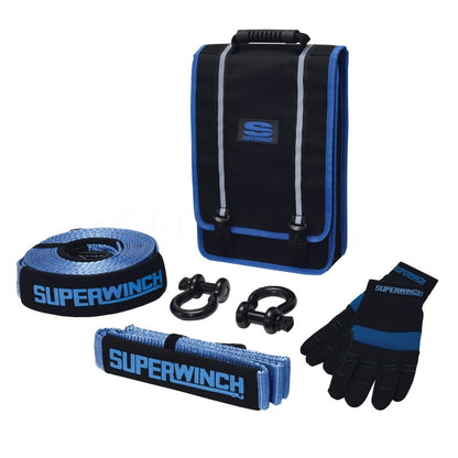 Superwinch Getaway Recovery Kit (Incl. Bow Shackles/Tree Trunk Protec/Recovery Strap/Gloves/Bag) - eliteracefab.com