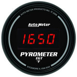 AutoMeter GAUGE; PYROMETER (EGT); 2 1/16in.; 1600deg.F; DIGITAL; BLACK DIAL W/RED LED