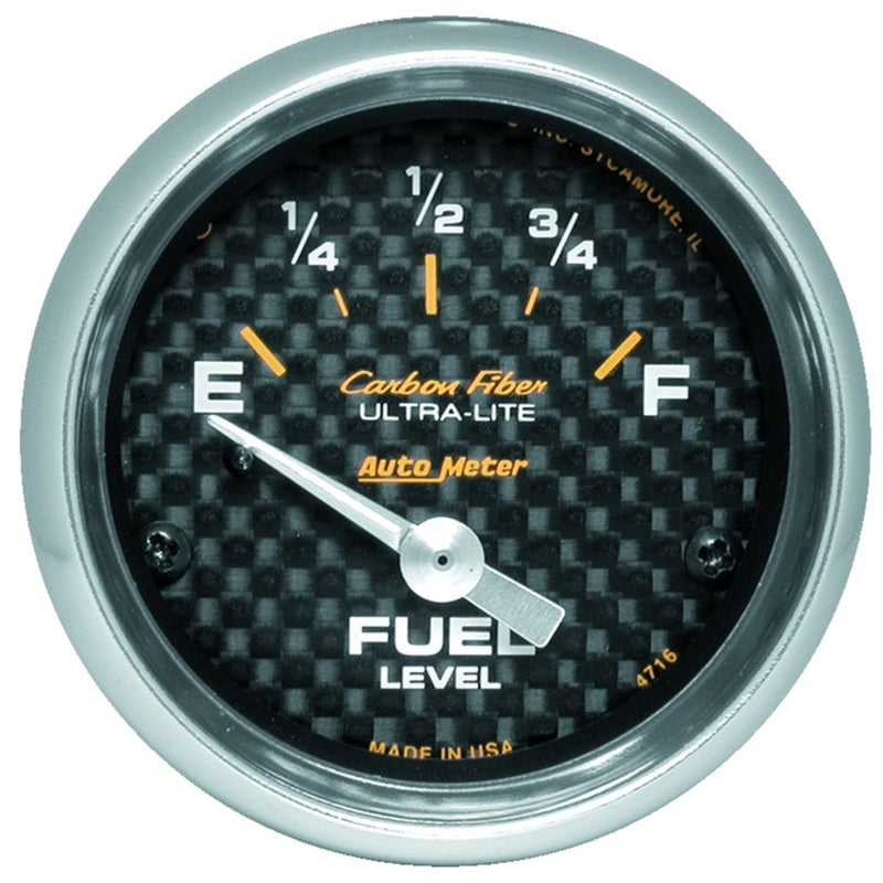 Autometer Carbon Fiber 52mm 240 Empty-33 Full Electronic Fuel Level Gauge 4716
