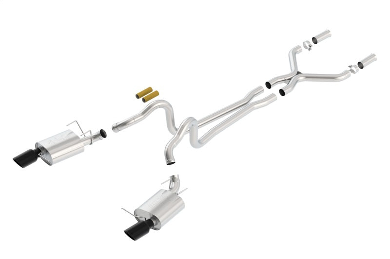 Borla 13-14 Mustang GT/Boss 302 5.0L V8 RWD Single Split Rear Exit ATAK Black Chrome CB Exhaust - eliteracefab.com