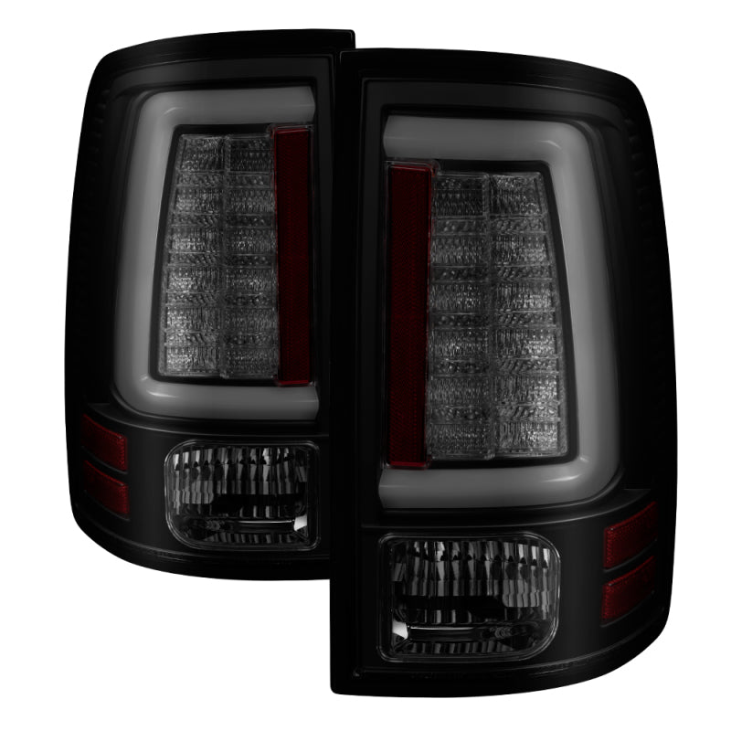 Spyder 09-16 Dodge Ram 1500 Light Bar LED Tail Lights - Black Smoke ALT-YD-DRAM09V2-LED-BSM - eliteracefab.com