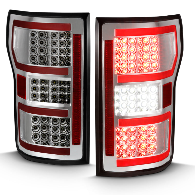 ANZO 2018-2019 Ford F-150 LED Taillight Chrome (Red Light Bar) (w/ Sequential) - eliteracefab.com