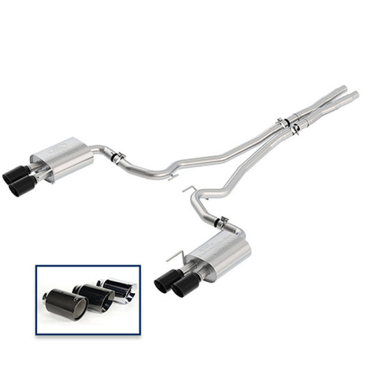 Ford Racing 2018+ Mustang GT 5.0L Cat-Back Sport Exhaust System w/ Quad Black Chrome Tips Ford Racing