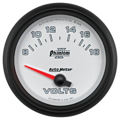 Autometer Phantom II 2-5/8in 18V Electric Voltmeter Gauge 7891