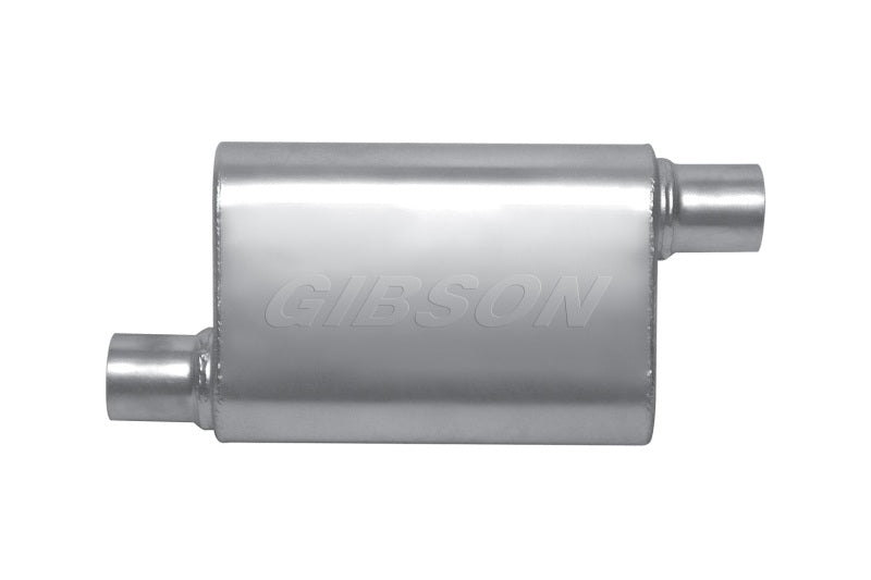 Gibson MWA Superflow Offset/Offset Oval Muffler - 4x9x14in/3in Inlet/3in Outlet - Stainless Gibson