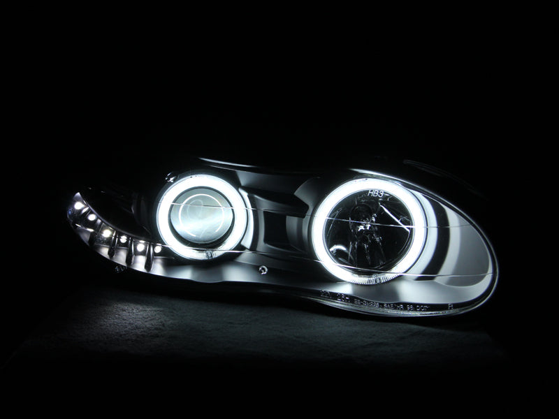 ANZO USA Chevrolet Camaro Projector Headlights W/ Halo Black; 1998-2002 - eliteracefab.com