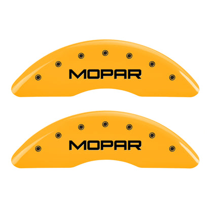 MGP 4 Caliper Covers Engraved Front & Rear MOPAR Yellow finish black ch MGP