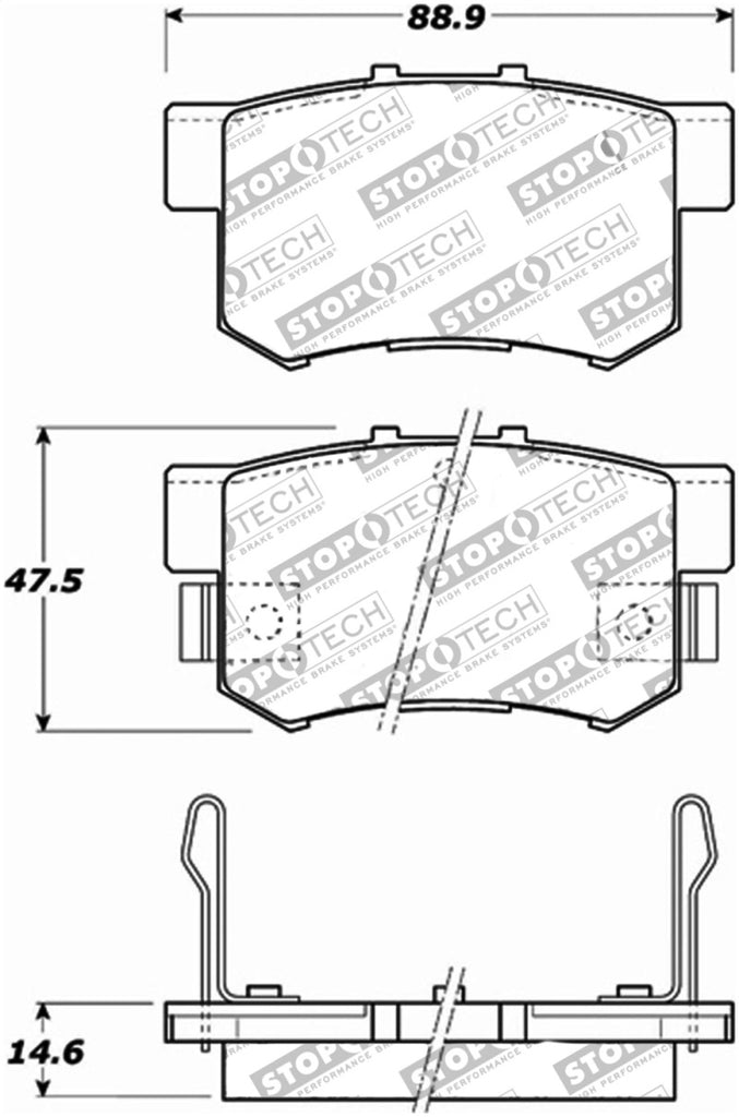 STOPTECH PERFORMANCE 00-09 HONDA S2000 / 92-07 ACCORD / 04-10 ACURA TSX / 02-06 RSX REAR BRAKE PADS, 309.05370 - eliteracefab.com