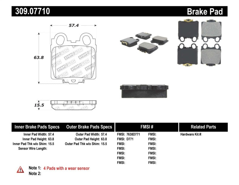 STOPTECH PERFORMANCE 98-05 LEXUS GS 300/350/400/430/450H / 00-05 IS250/300/350 REAR BRAKE PADS, 309.07710 - eliteracefab.com