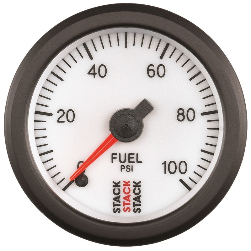 Autometer Stack 52mm 0-100 PSI 1/8in NPTF Male Pro Stepper Motor Fuel Pressure Gauge - White ST3356