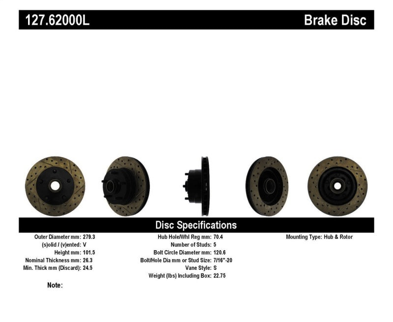 StopTech Slotted & Drilled Sport Brake Rotor