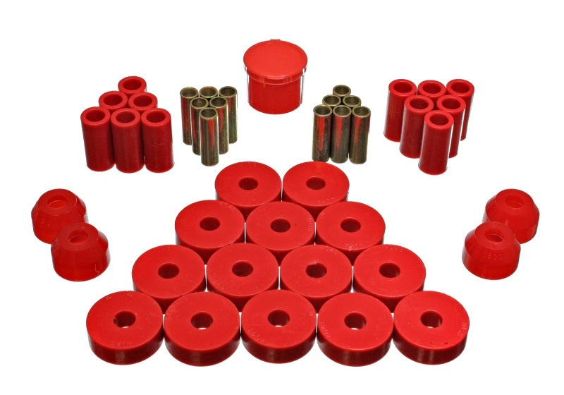 Energy Suspension 55-75 Jeep CJ5/CJ6 Red Hyper-Flex Master Bushing Set - eliteracefab.com