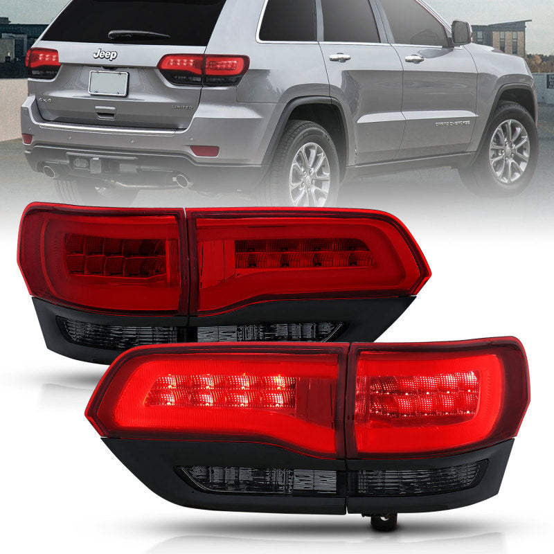 ANZO USA Jeep Grand Cherokee Led Taillights Red/Smoke; 2014-2017 - eliteracefab.com