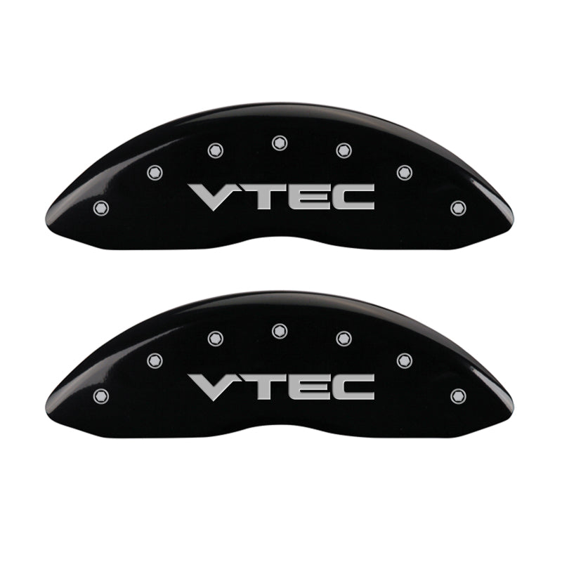 MGP 4 Caliper Covers Engraved Front & Rear Vtech Black finish silver ch MGP