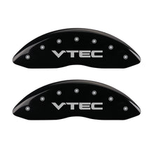 Load image into Gallery viewer, MGP 4 Caliper Covers Engraved Front &amp; Rear Vtech Black finish silver ch