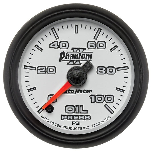 Autometer Phantom II 52mm Full Sweep Electronic 0-100 PSI Oil Pressure Gauge 7553