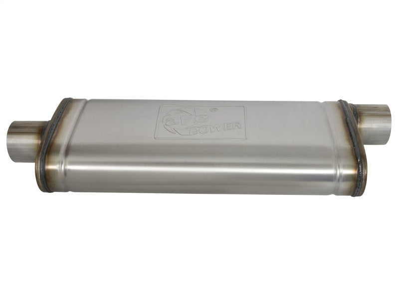 aFe MACHForce XP SS Muffler 3in Center Inlet / 3in Offset Outlet 22in L x 9in W x4in H Body aFe