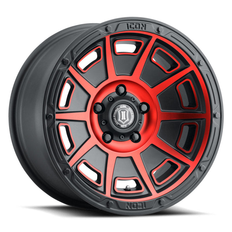 ICON Alloys Victory 17x8.5 6x5.5 0mm 4.75" Backspacing Satin Black with Red Accent Wheel - 3017858347SBRT
