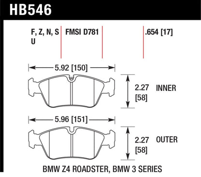 Hawk Performance HPS 5.0 Front Brake Pads - HB546B.654 Hawk Performance