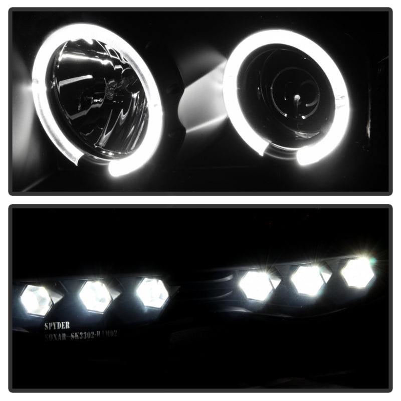 Spyder Dodge Ram 1500 02-05 03-05 Projector Headlights LED Halo LED Blk Smke PRO-YD-DR02-HL-BSM - eliteracefab.com