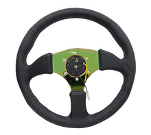 Load image into Gallery viewer, NRG Reinforced Steering Wheel (350mm / 2.5in. Deep) Leather Race Comfort Grip w/4mm Neochrome Spokes - eliteracefab.com