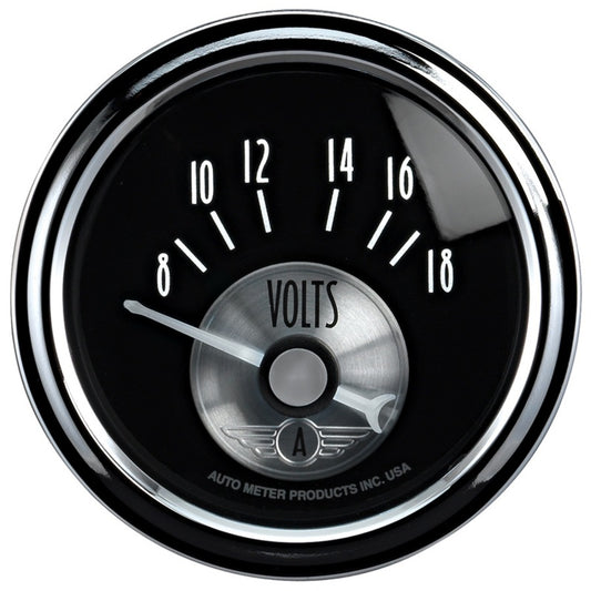 Autometer Prestige Series Black 2-1/16in 8-18V Short Sweep Electronic Voltmeter Gauge 2093