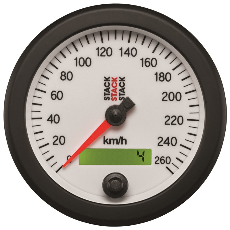 Autometer Stack Instruments 88MM 0-260 KM/H Programmable Speedometer - White ST3852