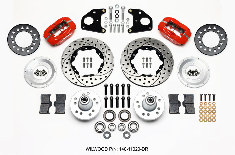 Wilwood Forged Dynalite Front Kit 11.00in Drilled Red 62-72 CDP B & E Body-Drum Wilwood