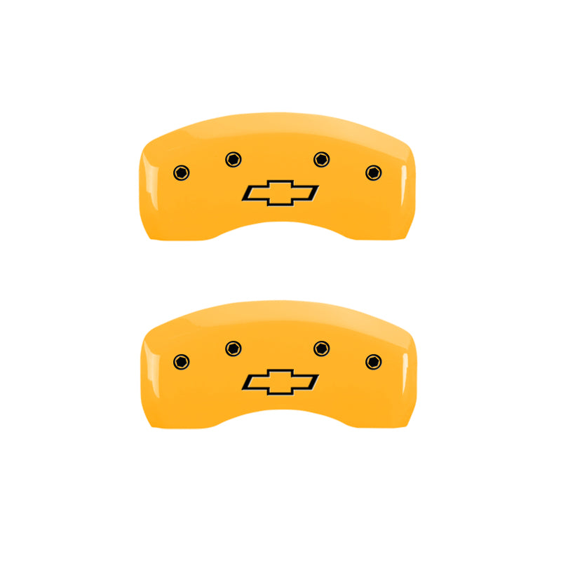 MGP 4 Caliper Covers Engraved Front & Rear Bowtie Yellow finish black ch MGP