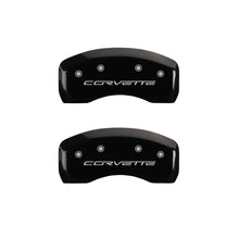 Load image into Gallery viewer, MGP 4 Caliper Covers Engraved Front &amp; Rear C6/Corvette Black finish silver ch - eliteracefab.com