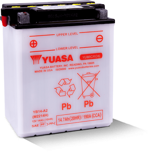 Yuasa YB14-A2 Yumicron CX 12 Volt Battery Yuasa Battery