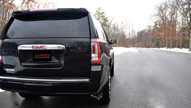 Corsa 15-16 GMC Yukon Denali 6.2L V8 Single Side Exit Cat-Back Exhaust w/ Polished Black Tips - eliteracefab.com