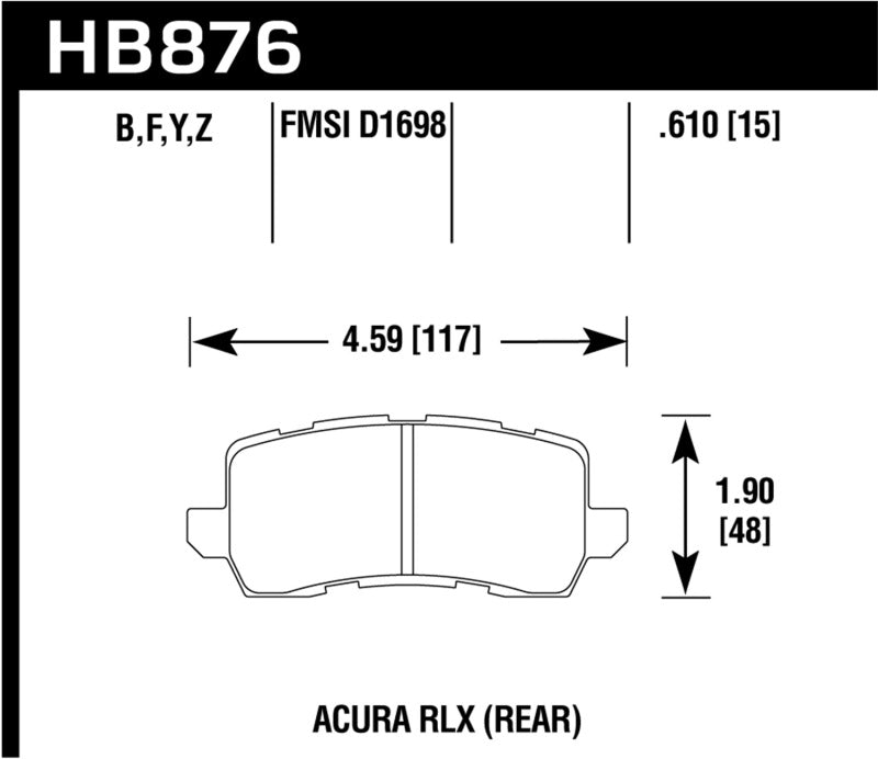 Hawk Performance Ceramic Rear Brake Pads - HB876Z.610