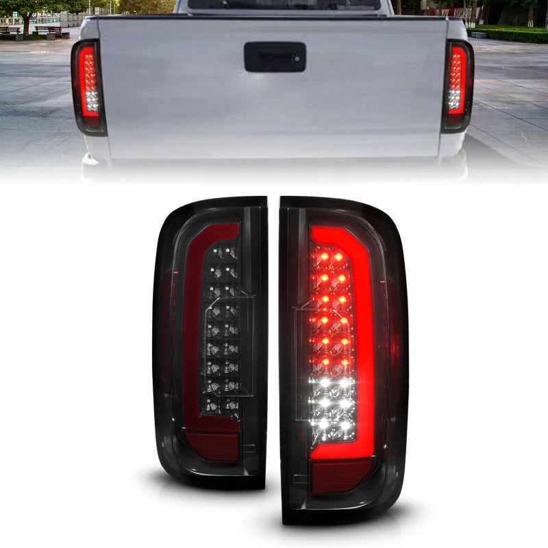 ANZO 15-21 Chevrolet Colorado Full LED Tail Lights w/ Red Lightbar Black Housing Smoke Lens - eliteracefab.com