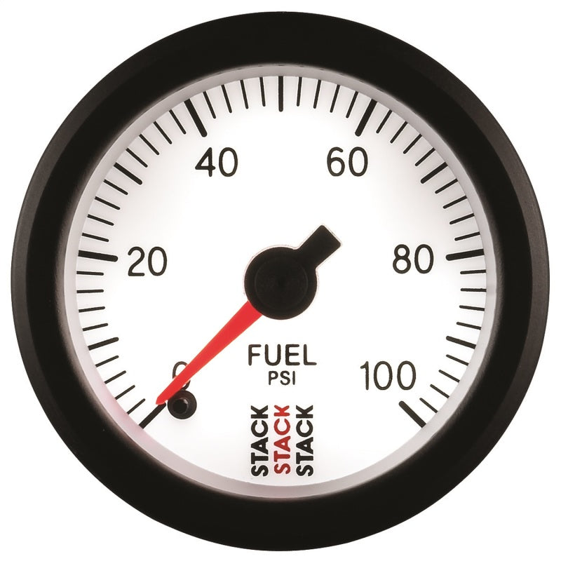 Autometer Stack 52mm 0-100 PSI 1/8in NPTF Male Pro Stepper Motor Fuel Pressure Gauge - White ST3356