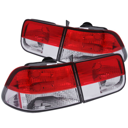 ANZO USA Honda Civic 2dr Taillights Red/Clear; 1996-2000 - eliteracefab.com