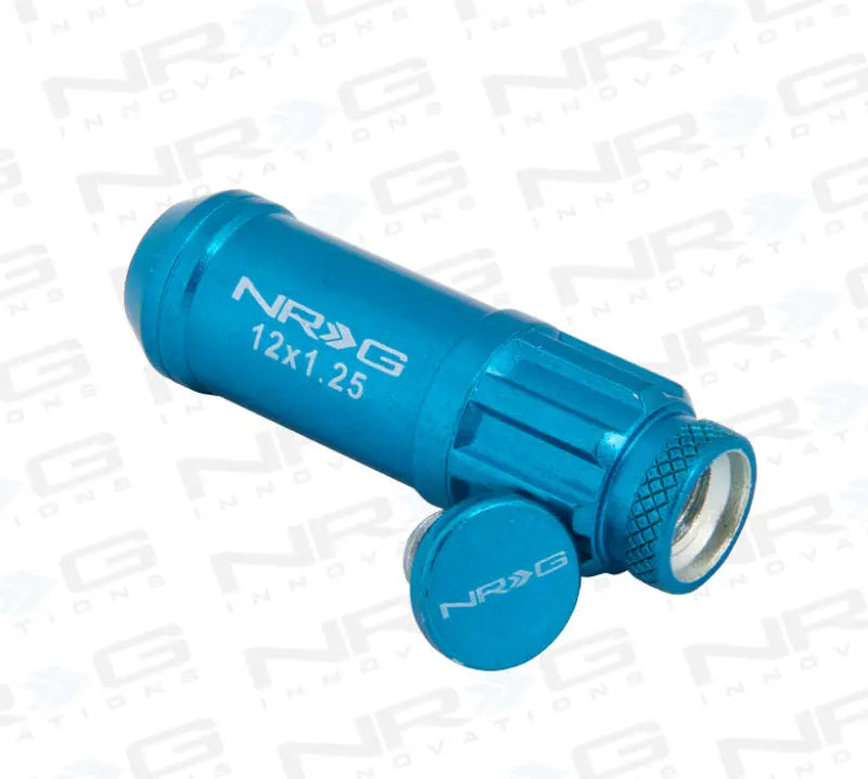 NRG 700 Series M12 X 1.25 Steel Lug Nut w/Dust Cap Cover Set 21 Pc w/Locks & Lock Socket - Blue - eliteracefab.com