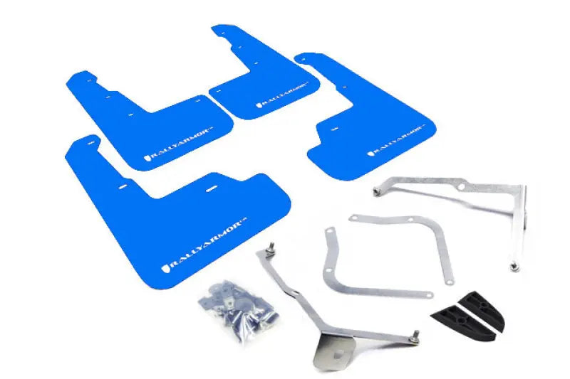 Rally Armor UR Mudflaps Blue Urethane White Logo 2015-2021 WRX / 2015-2021 STI - eliteracefab.com