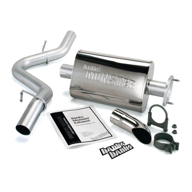 Banks Power 91-95 Jeep 4.0L Wrangler Monster Exhaust System - SS Single Exhaust w/ Chrome Tip - eliteracefab.com